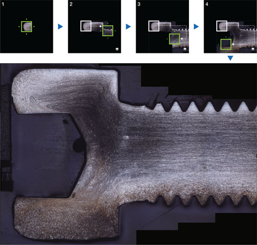 通過手指及鼠標(biāo)等直觀操作，輕松完成拼接效果的“全景攝影”功能（螺栓斷面）